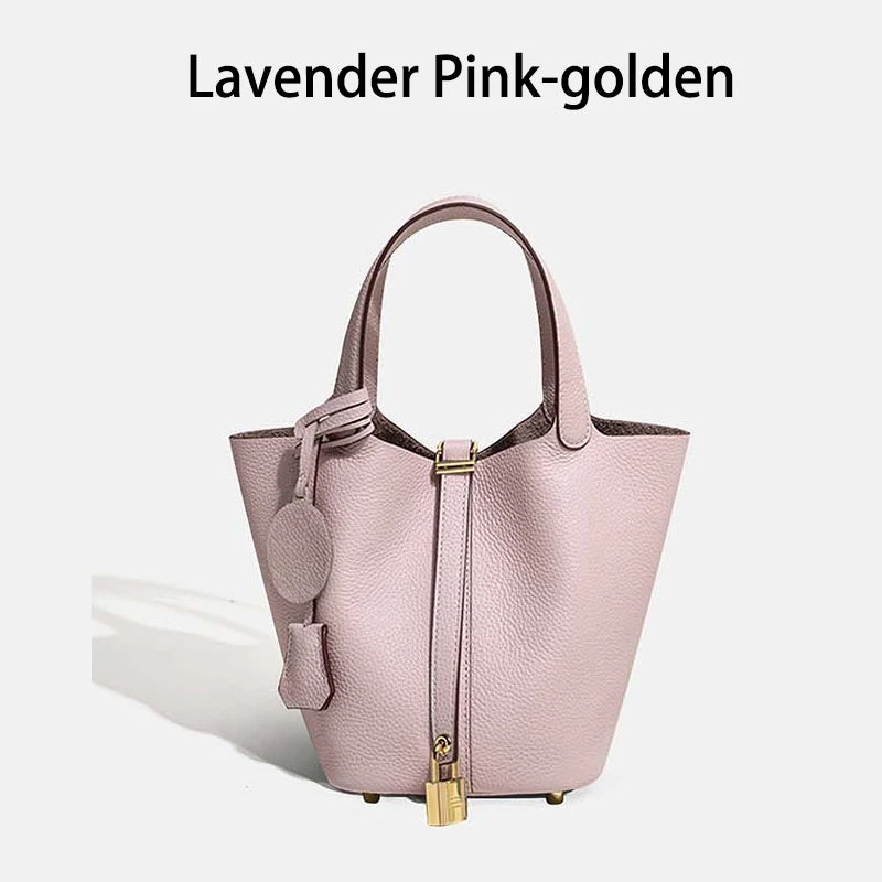 Sac Seau en Cuir pour Femme - Sac à Main en Cuir Véritable | Grand Sac Fourre-Tout avec Ferrure Argentée