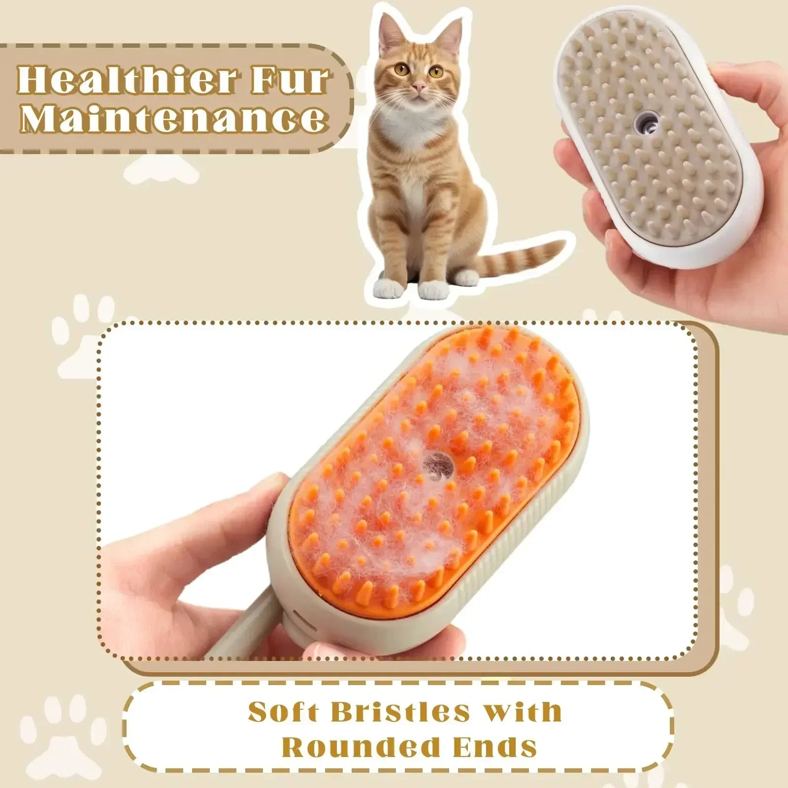 Dampf-Fellbürste – 3-in-1 Tierhaarentferner & Massagekamm