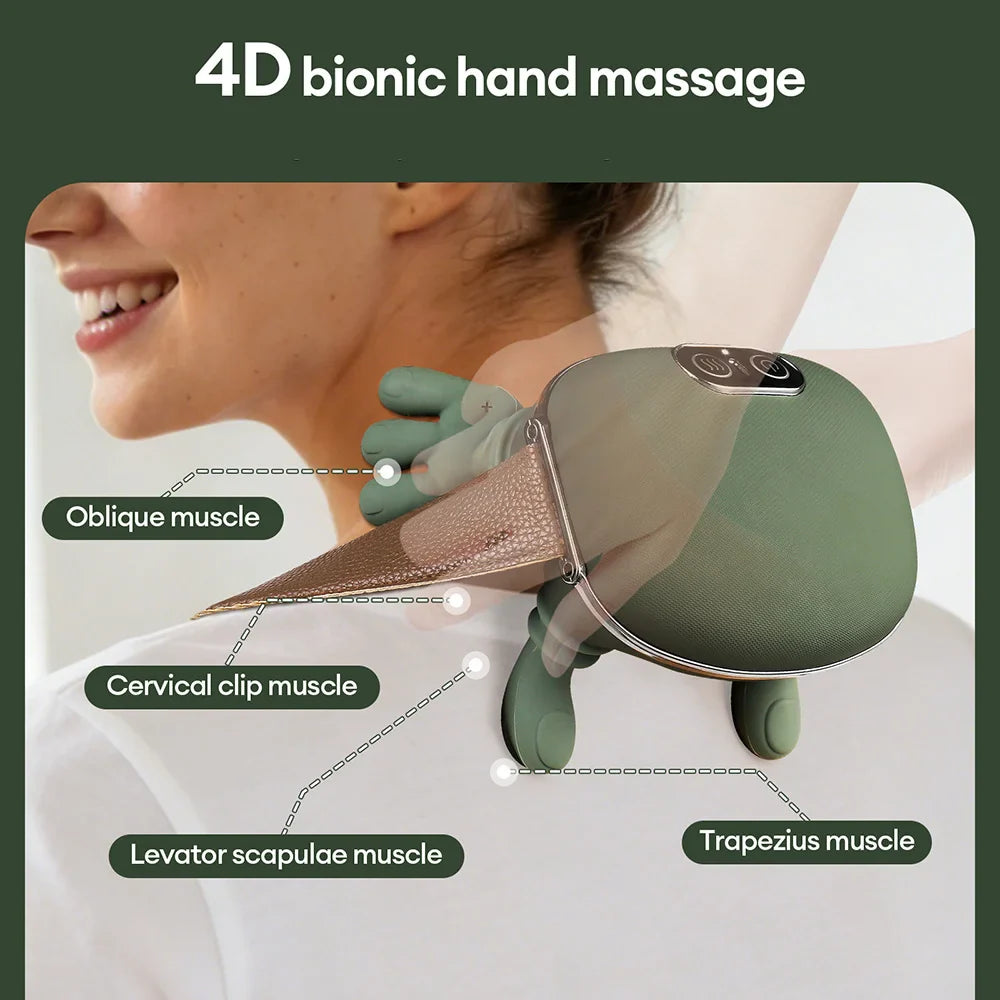 Kabelloses 4D Nacken- & Schultermassagegerät – Bionisches Finger-Gerät zur Massage von Halswirbelsäule & Trapezmuskel