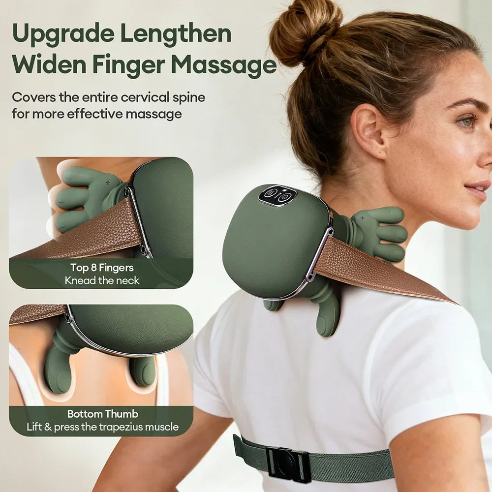 Kabelloses 4D Nacken- & Schultermassagegerät – Bionisches Finger-Gerät zur Massage von Halswirbelsäule & Trapezmuskel