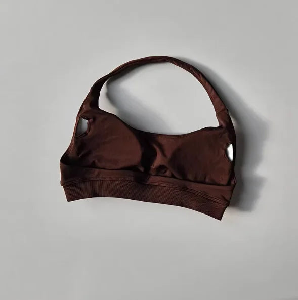 Soutien-gorge de sport rembourré – Soutien-gorge d'entraînement sans couture antichoc avec bretelles tour de cou, maintien moyen