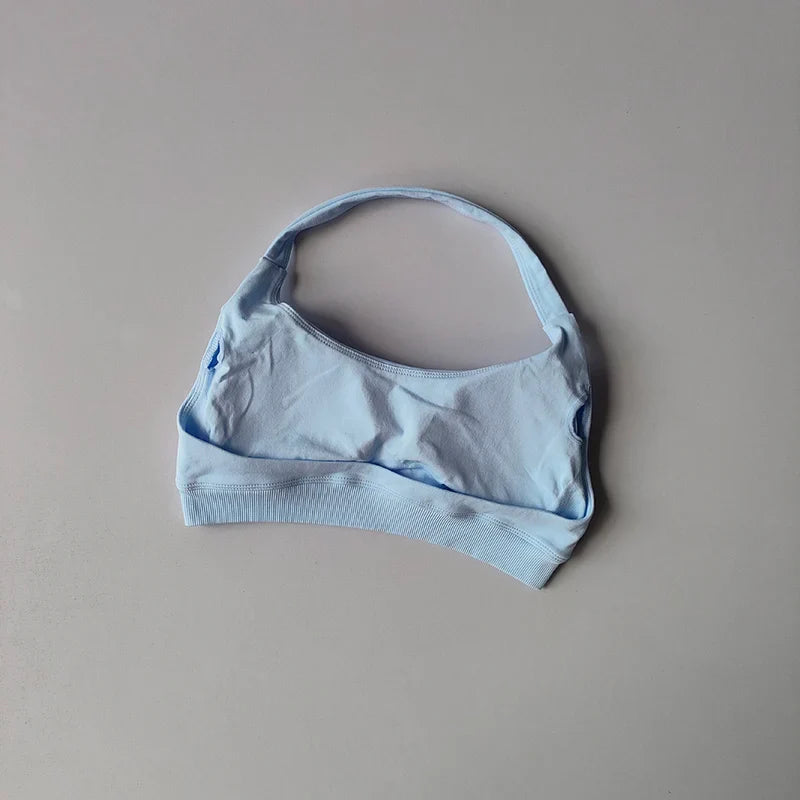 Soutien-gorge de sport rembourré – Soutien-gorge d'entraînement sans couture antichoc avec bretelles tour de cou, maintien moyen