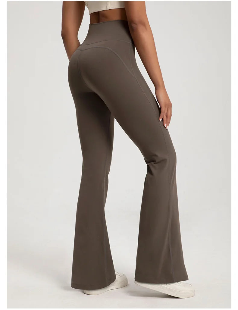 Hoch taillierte Yogahose für Outdoor-Running und Fitness - Hüfthebendes Schlaghosen-Design