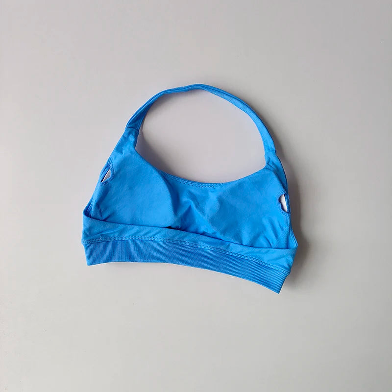 Soutien-gorge de sport rembourré – Soutien-gorge d'entraînement sans couture antichoc avec bretelles tour de cou, maintien moyen