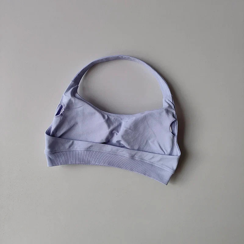 Soutien-gorge de sport rembourré – Soutien-gorge d'entraînement sans couture antichoc avec bretelles tour de cou, maintien moyen