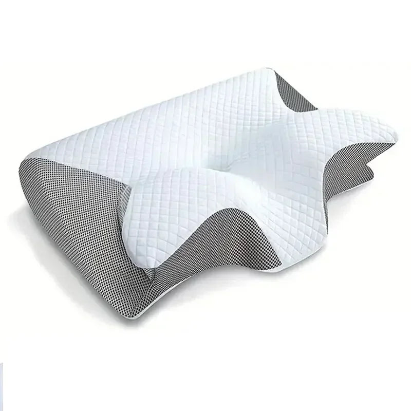 Neues 2-in-1 Ergonomisches Memory Foam Kissen, Hilfe bei Schlaf, Nackenschutz, zervikales orthopädisches Reise-Nackenkissen zum Schlafen für Zuhause