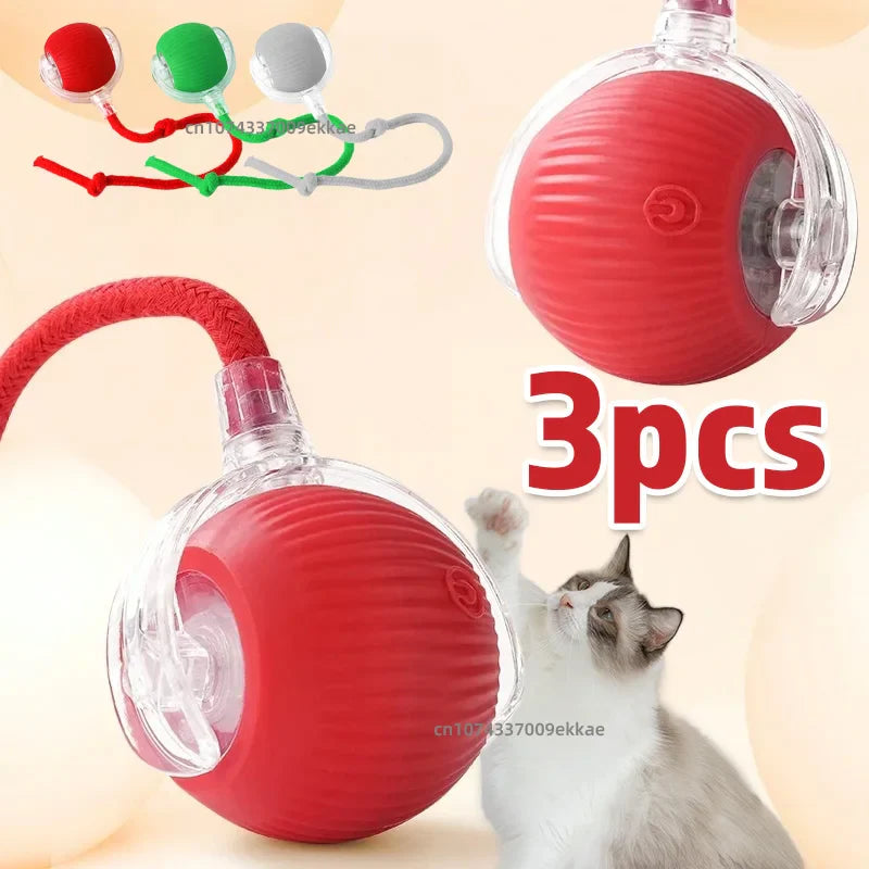 1~3 Stück Katzen interaktives Ballspielzeug Automatisch rollendes Ballschwanz Wiederaufladbares intelligentes Haustier elektrisches Spielzeug Hund Katze Trainingsmaus imitieren