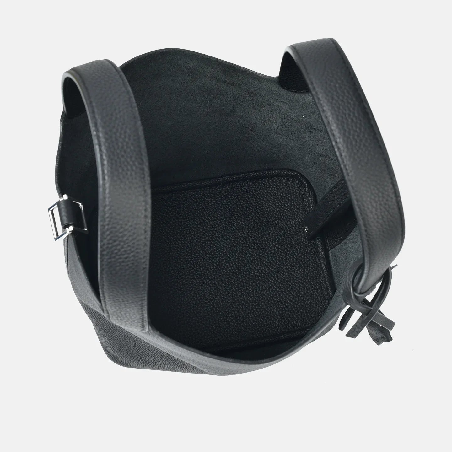Damen Leder Eimer Tasche - Handtasche aus echtem Leder | Große Tragetasche mit silbernen Beschlägen