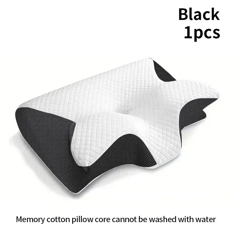Neues 2-in-1 Ergonomisches Memory Foam Kissen, Hilfe bei Schlaf, Nackenschutz, zervikales orthopädisches Reise-Nackenkissen zum Schlafen für Zuhause