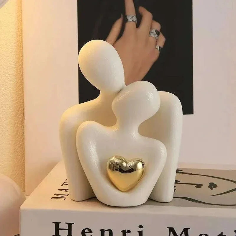 1 Statuette Romantique Amour Étreinte Ornement Couple Décoration Intérieure Chambre Cadeau Saint-Valentin