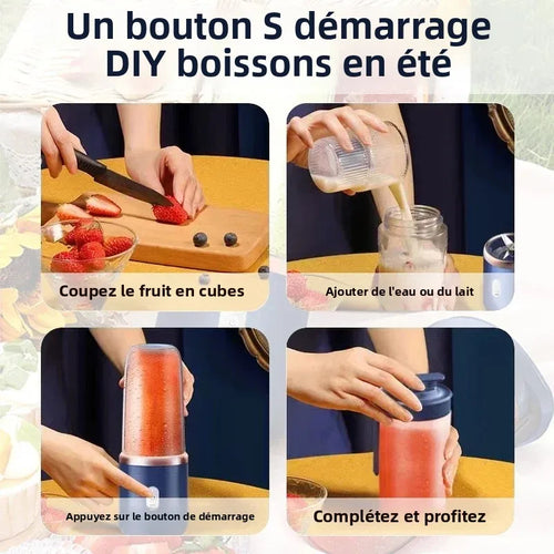 Mélangeur portable USB 6 couleurs 400 ml, mixeur électrique de voyage pour smoothies, milkshakes, mini-robot de cuisine