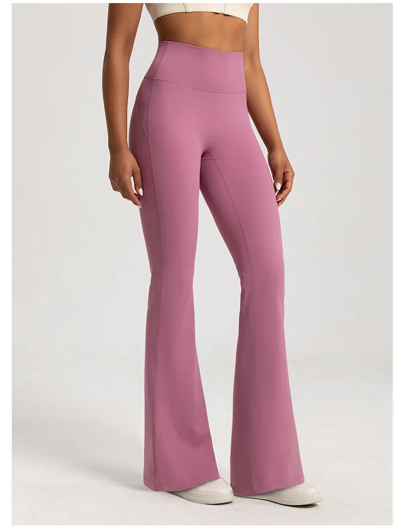 Hoch taillierte Yogahose für Outdoor-Running und Fitness - Hüfthebendes Schlaghosen-Design