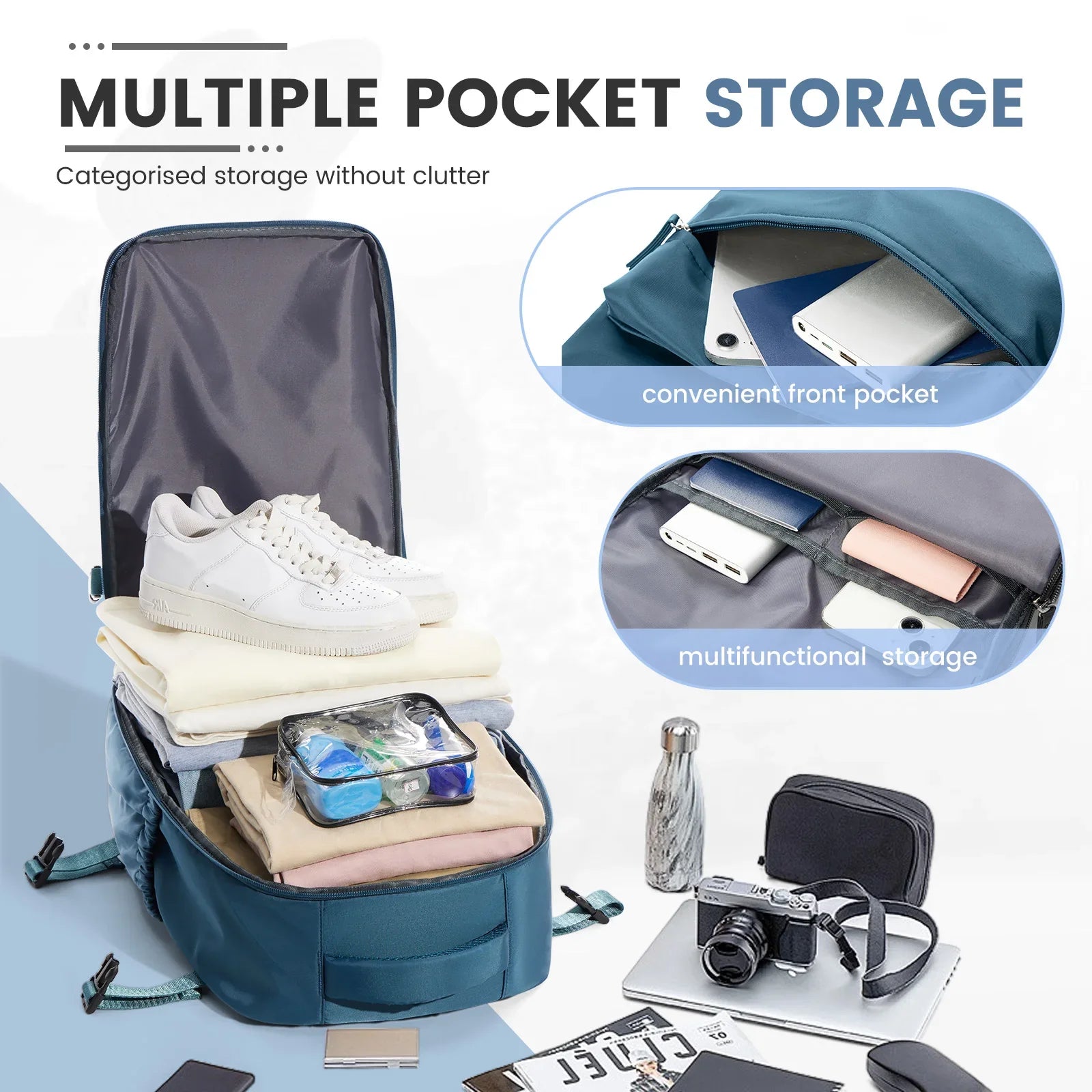 Vakuum-Kompressions-Reiserucksack – erweiterbares Handgepäck, 20–35 l