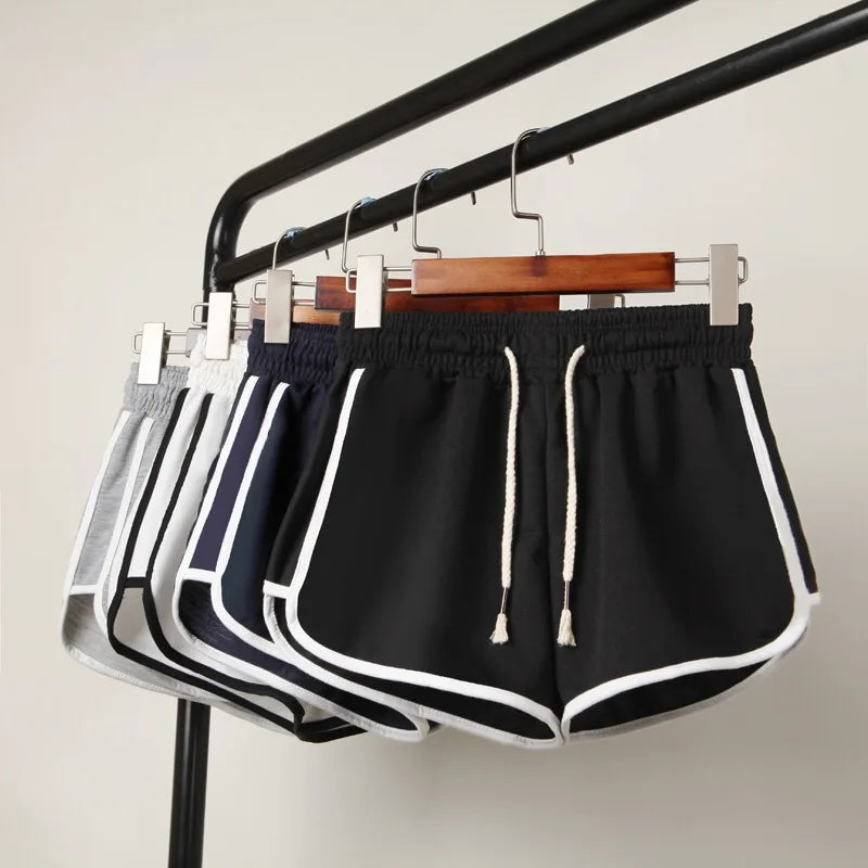Damen Yoga Shorts Sommer Oberbekleidung mittelhohe Freizeithose lockere gerade Hose Damen stilvolle dünne atmungsaktive weite Bein Gym Shorts