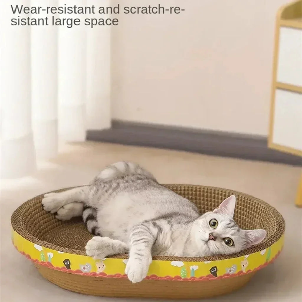 Griffoir pour chat, protection de meubles, jouets à griffer, papier ondulé ovale, résistant à l'usure, nid pour chat, accessoires pour chat