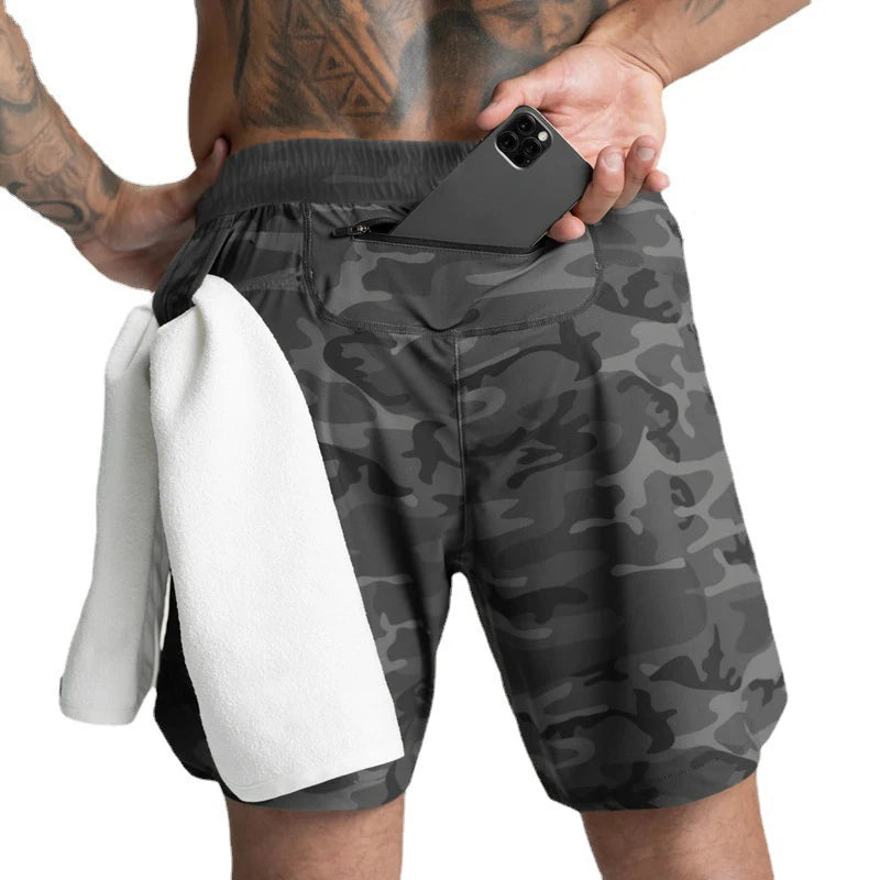 2024 Herren Laufshorts Einlagig Gewebt Schnell Trocknend Fitnessstudio Einfarbig Fitness Sport Freizeit Training Sportbekleidung Fünfpunkt-Hose Neu