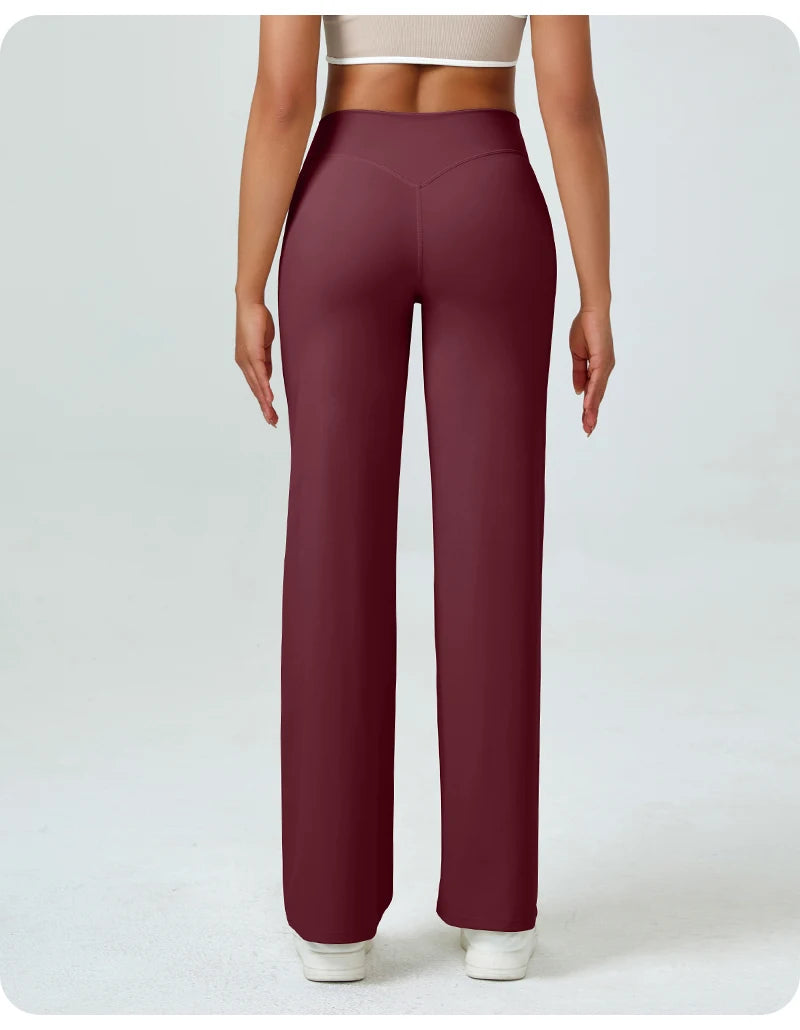Pantalon de yoga droit taille haute pour femmes