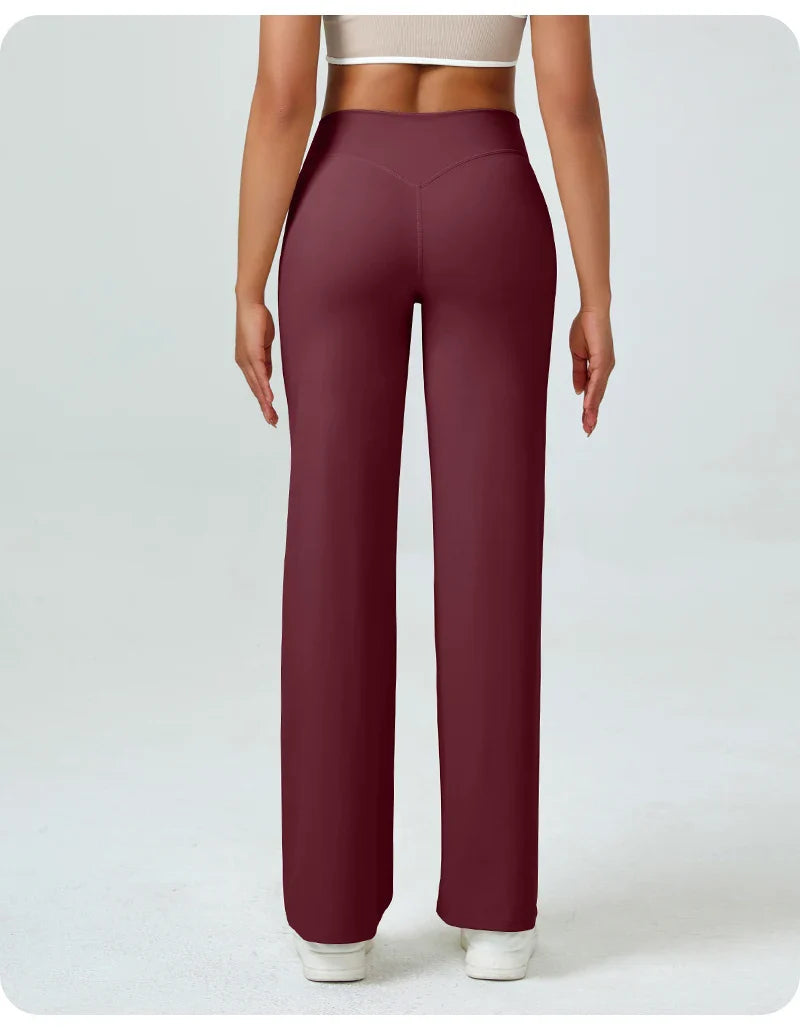 Pantalon de yoga droit taille haute pour femmes