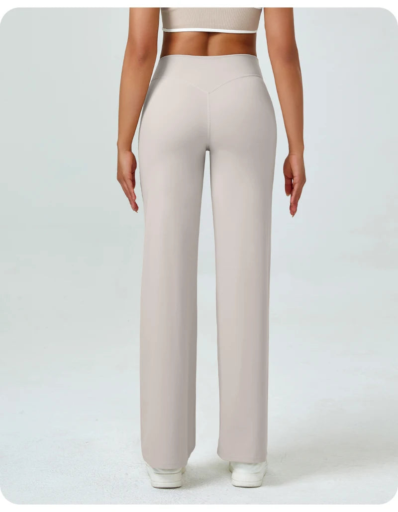 Pantalon de yoga droit taille haute pour femmes