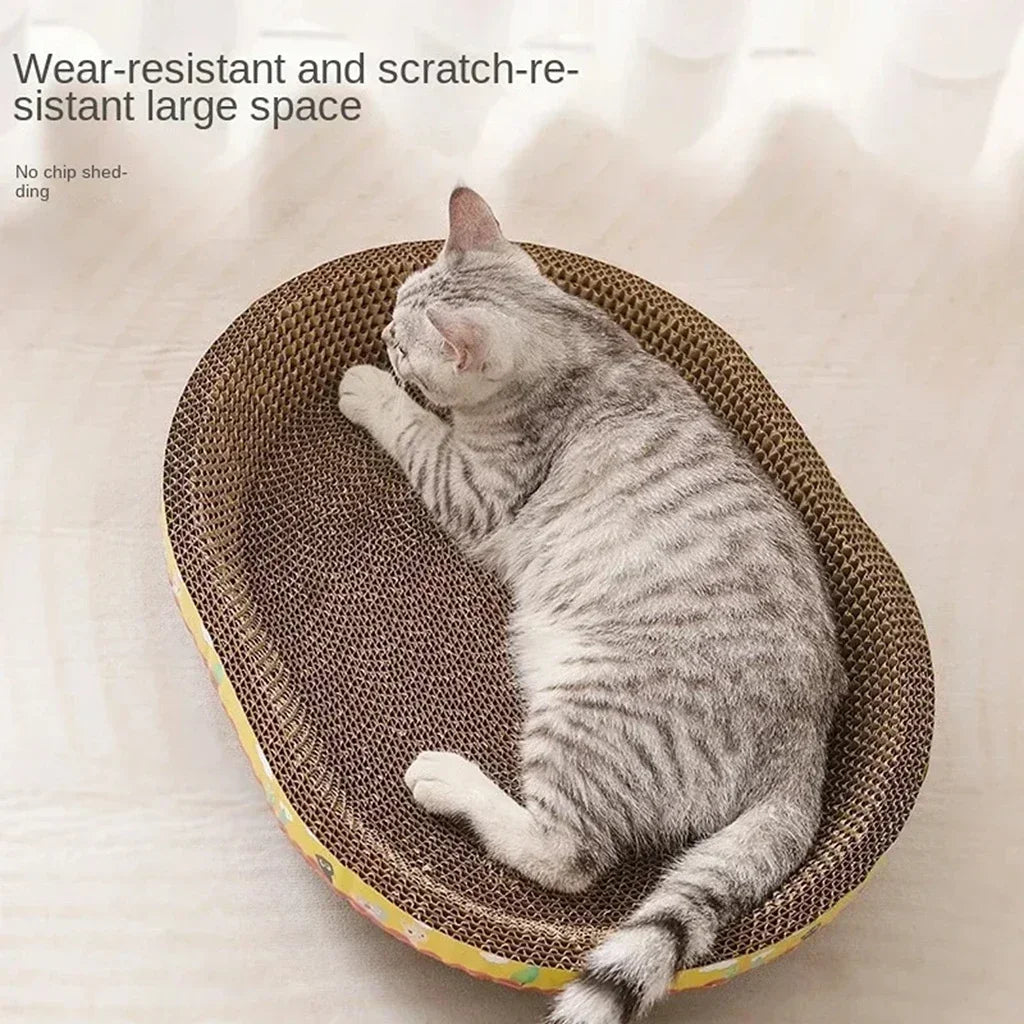 Griffoir pour chat, protection de meubles, jouets à griffer, papier ondulé ovale, résistant à l'usure, nid pour chat, accessoires pour chat