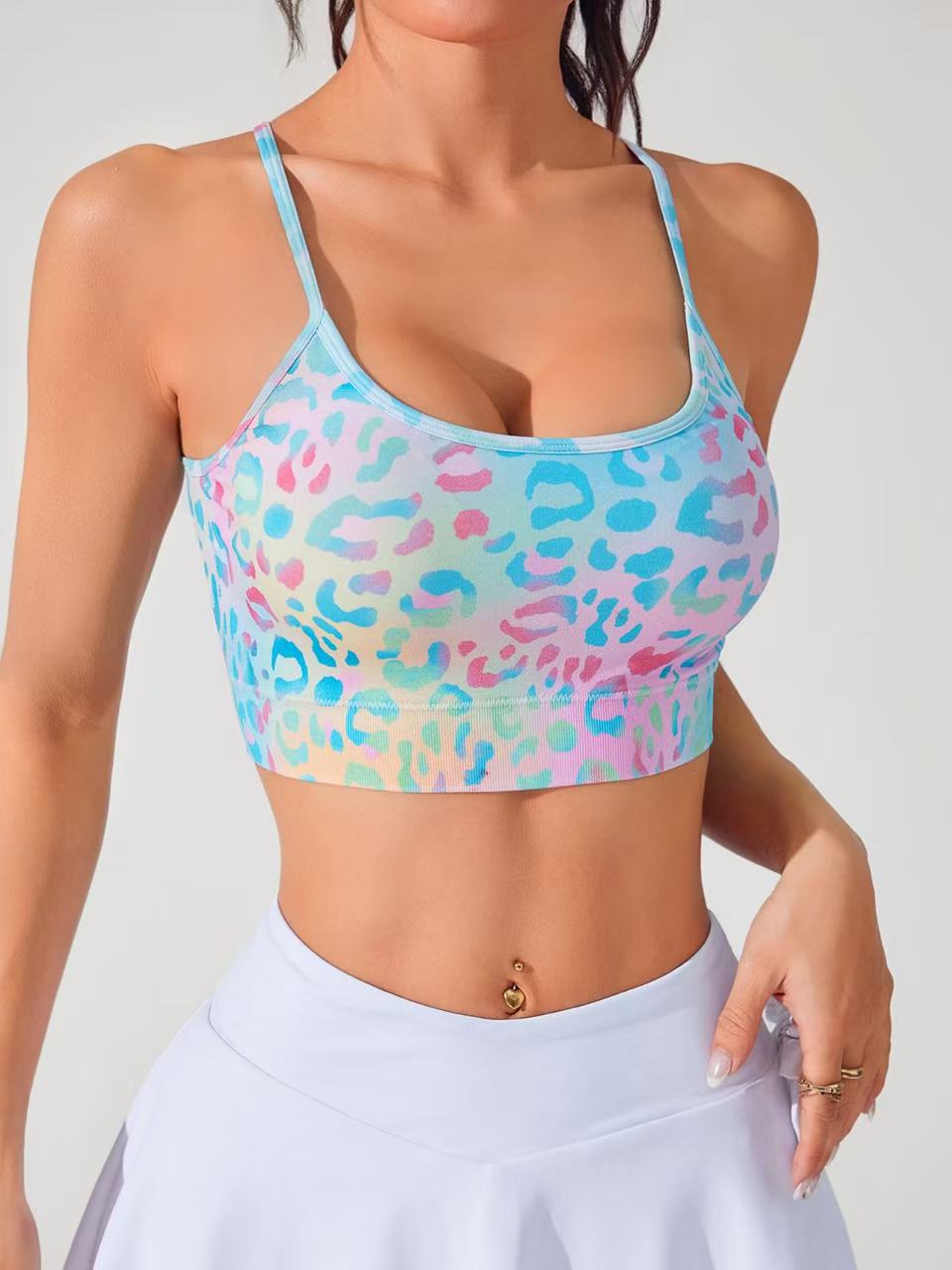 Damen Sommer Neu Kreuzträger Blumenmuster Alltags-Sport-BH