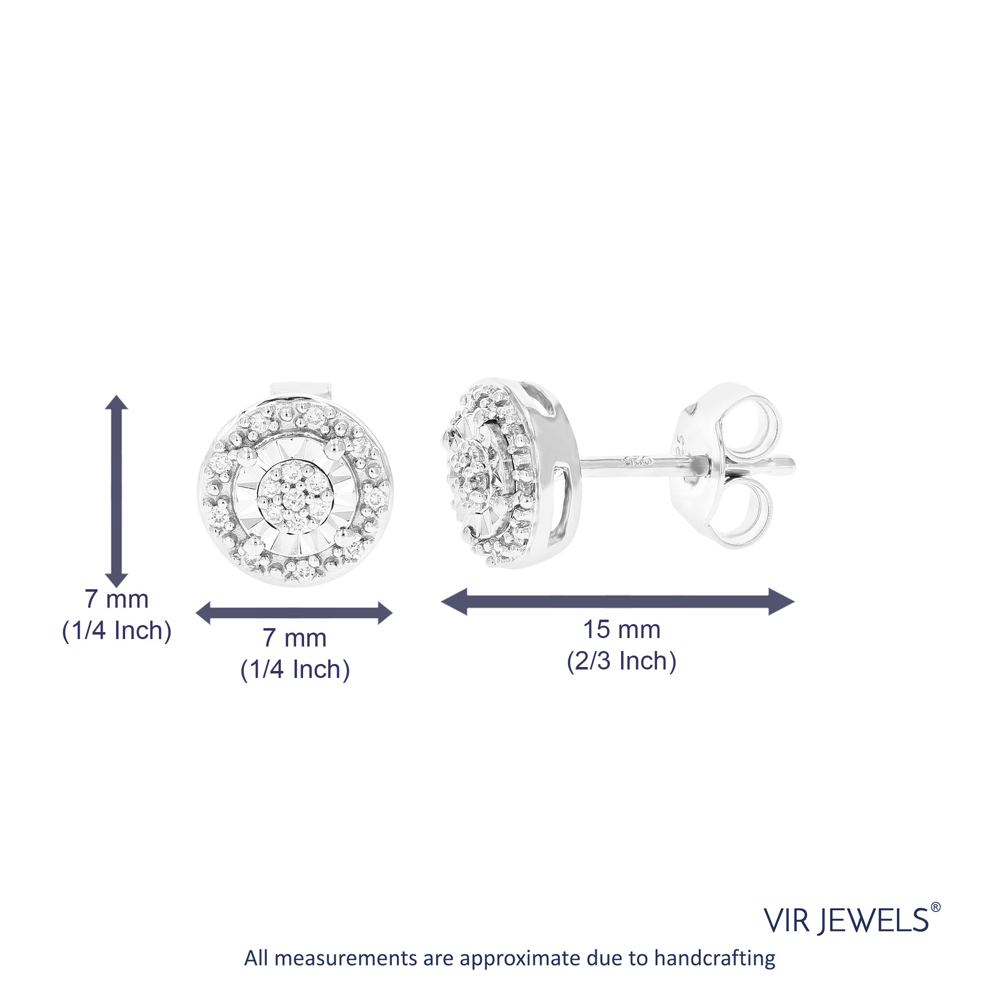 1/10 Karat insgesamt im Labor gezüchtete Diamant-Composite-Ohrringe aus Sterlingsilber mit Stecker für Damen