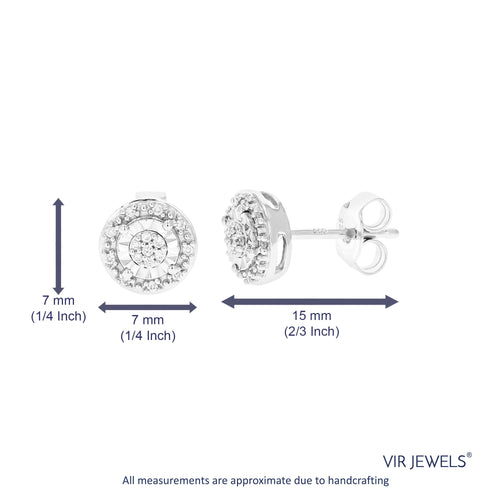 1/10 cttw Lab Grown Diamond Composite Earrings in Sterling Silver With Push Backs For Women