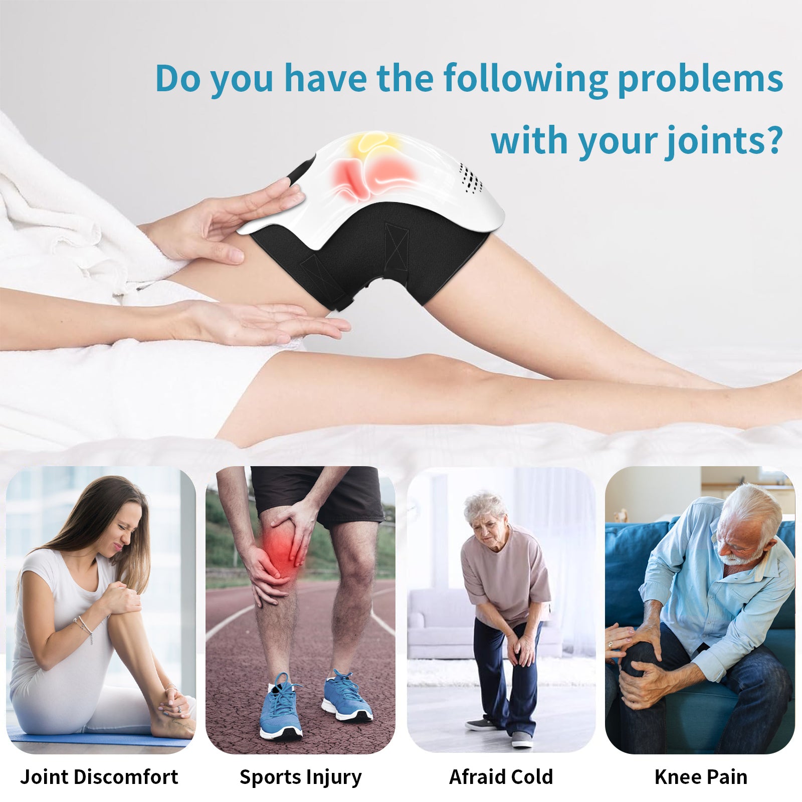 Intelligentes Knie-Massagegerät für den Heimgebrauch, elektrisch, intelligent, knetend, wärmend, wiederaufladbar, zur Schmerzlinderung, Infrarot-Laser-Vibrations-Knie-Massagegerät