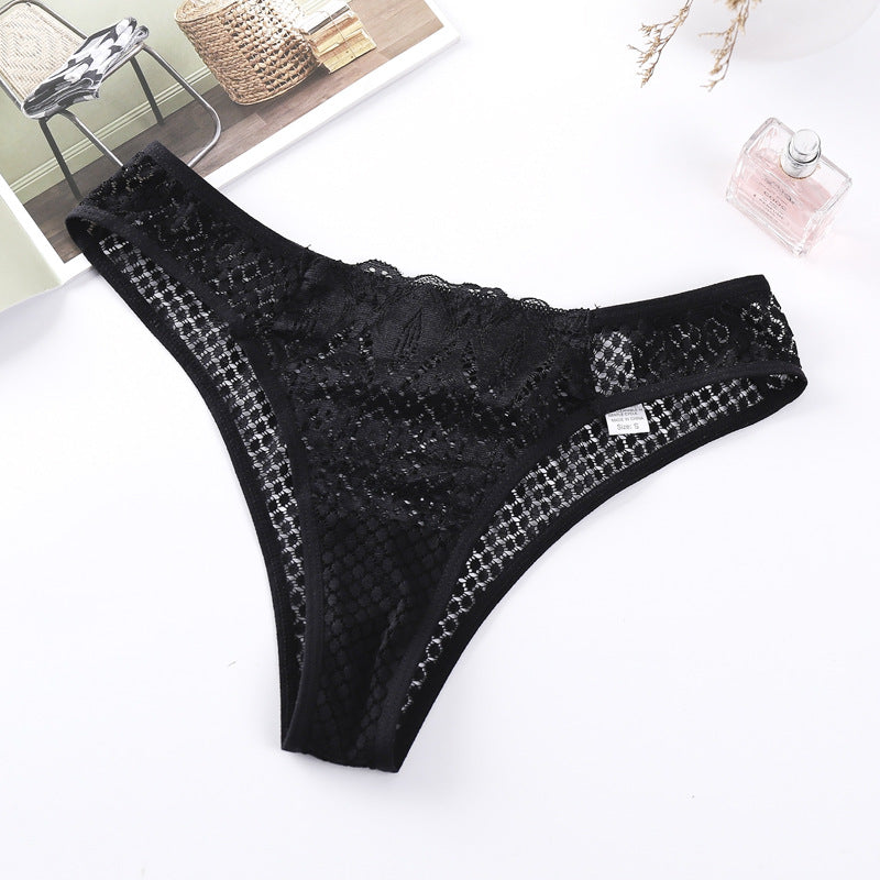 Culotte Femme en Dentelle Transparente Découpée