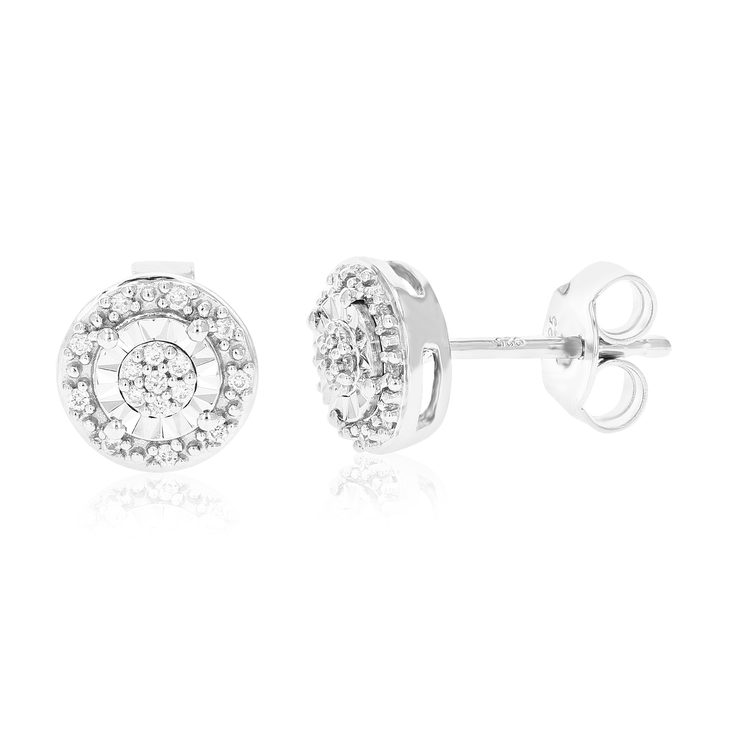 1/10 Karat insgesamt im Labor gezüchtete Diamant-Composite-Ohrringe aus Sterlingsilber mit Stecker für Damen